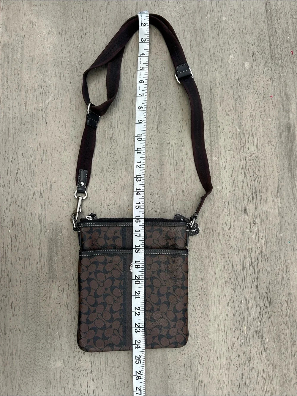 Coach Signature Heritage Stripe North South Swingpack‎ Crossbody w/ Dust Bag